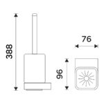 WC kefa s držiakom na stenu, hranatá, matné sklo/chróm