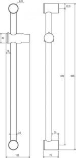 Tyč s posuvným držiakom sprchy 60 cm