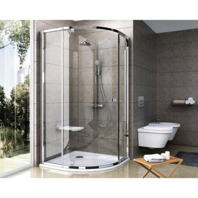 PSKK3-90 Štvrťkruhový sprchovací kút trojdielny matný hliník + transparent, 37677U00Z1