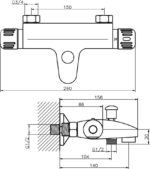 Vaňová batéria termost. bez príslušenstva Aquamat 150 mm