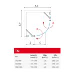 Štvrťkruhový sprchový kút TR2 900/2000 LH/ČS