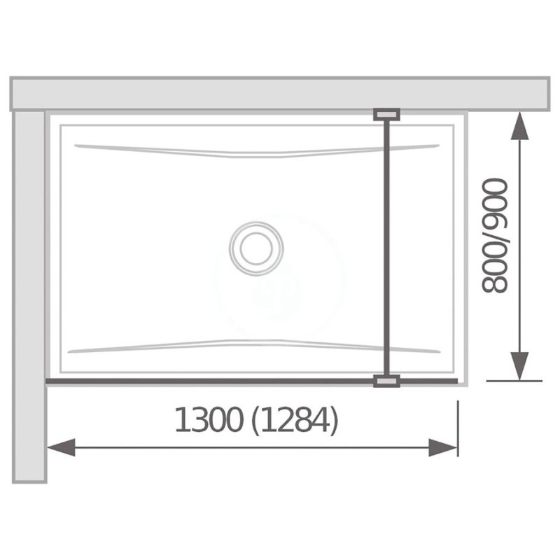 Sklenená stena bočná pre sprchovú vaničku 1300x800/900 mm, Cubito pure, JIKA, H2674240026681