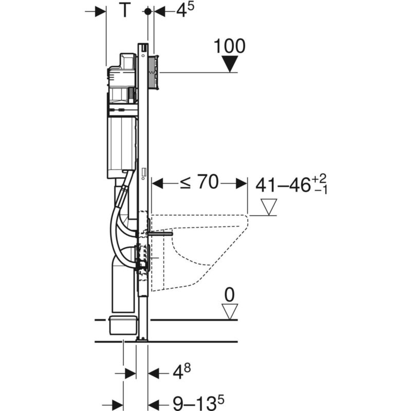 Prvok Geberit Duofix pre závesné WC, 112 cm, s nádržkou Sigma 12 cm, bezbariérový, 111.350.00.5