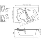 Vaňa ASYMMETRIC 160x105 ľavá snowwhite
