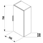 Stredná skrinka, 1 dvere ľavé/pravé, 2 polička, Cube, JIKA, H4537111763021