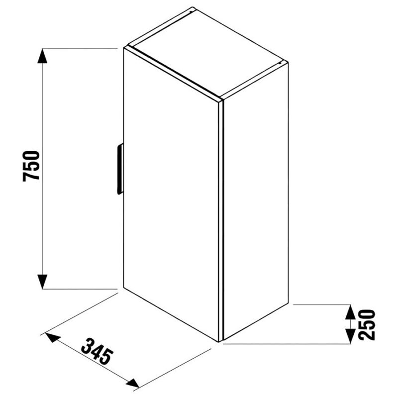 Stredná skrinka, 1 dvere ľavé/pravé, 2 polička, Cube, JIKA, H4537111763021