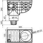 Univerzálny lapač strešných splavenín 300x155/110 mm priamy ČIERNÝ