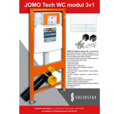Inštalačný modul JOMOTech WC 3v1-modul + tlačidlo biele+sada držiakov