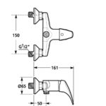 Jika TALAS Sprchová nástenná batéria bez sprch.sady, rozstup 150mm, chróm