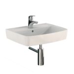 Hranaté umývadlo Kolo Rekord: B=60cm, T=45cm, s prepadom/s otvorom pre batériu, biela