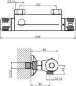 Sprchová termostatická batéria Aquamat 120 mm, chróm