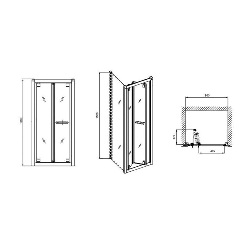 Skladacie dvere GEO 6, 80 cm. sklo číre/strieborná, do niky/ kombin, GDRB80222003