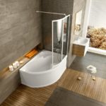 VSK2 Rosa 140 vaňová zástena dvojdielna pravá white+transparent