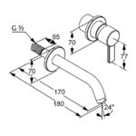 BOZZ nástenná umývadlová jednopáková batéria