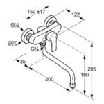 MARIS Drezová nástenná batéria