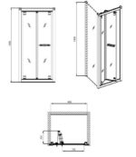 Skladacie dvere GEO6, 90 cm, sklo číre/strieborná, do niky alebo do kombinácie, GDRB90222003