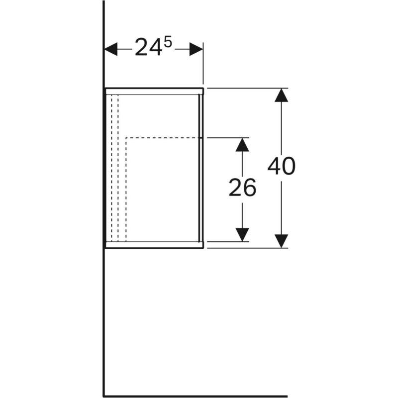 Bočný prvok Geberit iCon s úložným boxom: B=37cm, H=40cm, T=27.3cm, Biela/vysoký lesk, 840237000