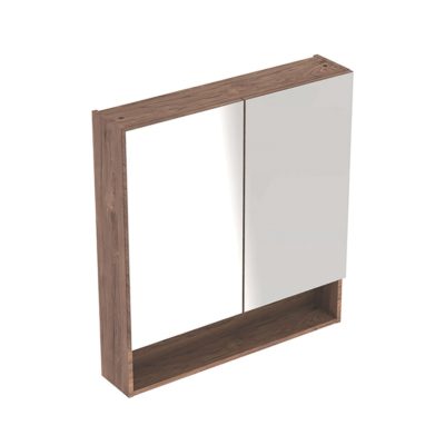 Zrkadlová skrinka Selnova Square s 2 dvierkami, Orech hickory/Melamín s drev. štrukt., 501.266.00.1