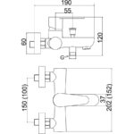 Vaňová nástenná batéria bez sprchovej súpravy 100 mm Titania FRESH, chróm