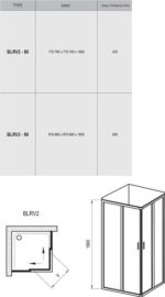 BLRV2-80 Sprchový kút štvorcový biely + transparent