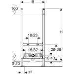 Prvok Geberit Duofix pre bidet, 112 cm, univerzálny: B=50cm, T=7.5cm