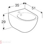 Závesný bidet Geberit Acanto, uzavretý tvar: T=51cm, biela / KeraTect