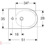 Závesný bidet Geberit Acanto, uzavretý tvar: T=51cm, biela / KeraTect