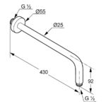 A-QA sprchové rameno 400mm, chróm