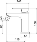 Bidetová batéria s výpusťou NOBLESS EDGE, chróm