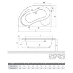 Asymetrická Vaňa TULLIP (P) 1600x1000