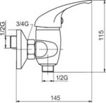 Sprchová batéria 150 mm lekárska páka METALIA 55, chróm