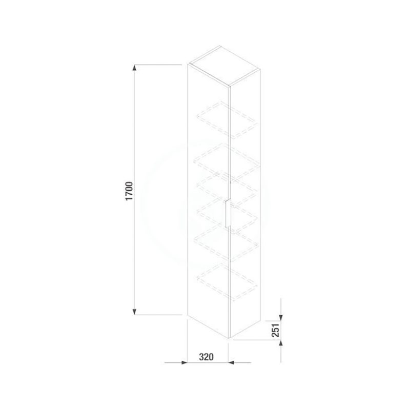 Vysoká skrinka, 1 dvere ľavé/pravé, 6 políc, Cube, JIKA, H4537211763001