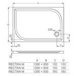 Sprchovacia vanička RECTAN M 1000x800x30 mm, biela