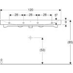 Umývadlo Geberit iCon: B=120cm, T=48.5cm, Otvor pre batériu=Vľavo a vpravo, biela