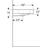 Umývadlo Geberit iCon: B=120cm, T=48.5cm, Otvor pre batériu=Vľavo a vpravo, biela