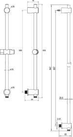 RAVAK Tyč s posuvným držiakom sprchy a stenovým vývodom, 90 cm