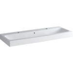 Umývadlo Geberit iCon: B=120cm, T=48.5cm, Otvor pre bat. vľavo a vpravo, biela/KeraTect