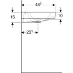 Umývadlo Geberit iCon: B=120cm, T=48.5cm, Otvor pre bat. vľavo a vpravo, biela/KeraTect