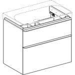 Skrinka Geberit Smyle Square pod umývadlo, s 2 zásuvkami, biele/biela/matná prášková