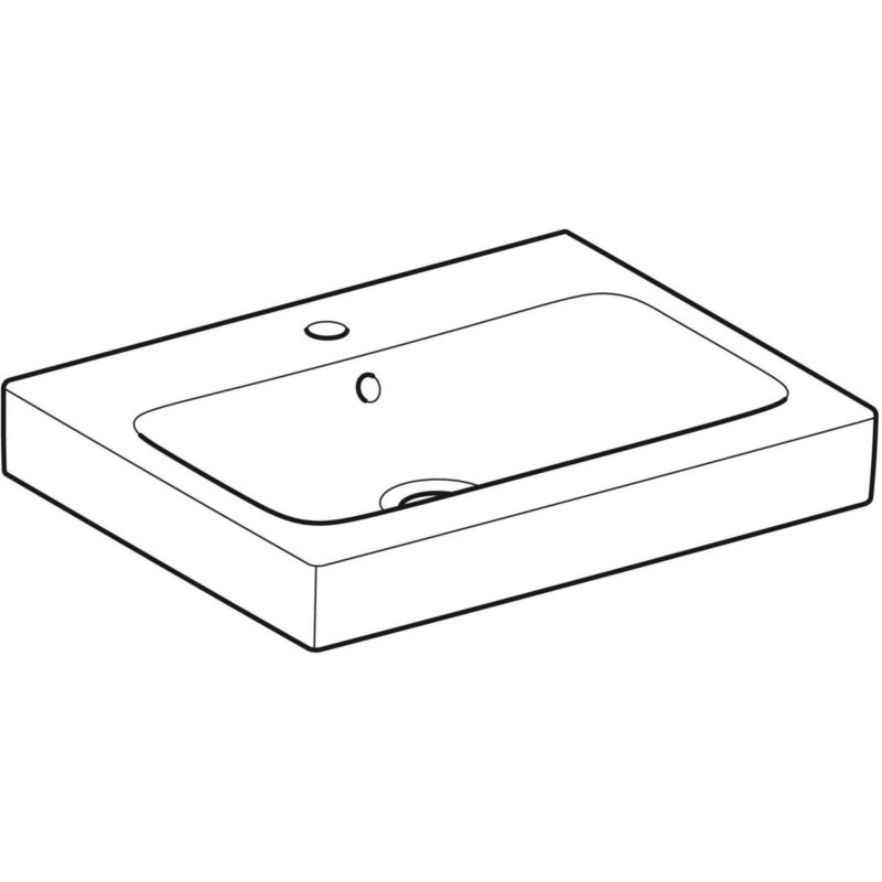Umývadlo Geberit iCon: B=60cm, T=48.5cm, Otvor pre batériu=V strede, biela, 124060000