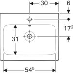 Umývadlo Geberit iCon: B=60cm, T=48.5cm, Otvor pre batériu=V strede, biela