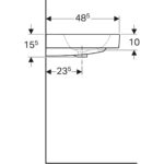 Umývadlo Geberit iCon: B=60cm, T=48.5cm, Otvor pre batériu=V strede, biela / KeraTect
