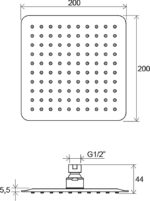 Hlavová sprcha Chrome štvorcová, 200 mm