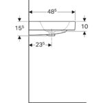 Umývadlo Geberit iCon: B=75cm, T=48.5cm, Otvor pre batériu=V strede, biela / KeraTect