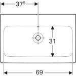 Umývadlo Geberit iCon: B=75cm, T=48.5cm, Otvor pre batériu=Bez, Prepad=Viditeľné, biela