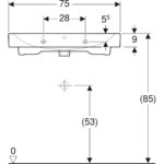 Umývadlo Geberit iCon: B=75cm, T=48.5cm, biela / KeraTect