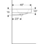 Umývadlo Geberit iCon: B=90cm, T=48.5cm, Otvor pre batériu=Bez, Prepad=Viditeľné, biela
