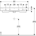 Umývadlo Geberit iCon: B=90cm, T=48.5cm, biela / KeraTect