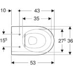 Závesné WC s hlbokým splachovaním Geberit iCon, uzavretý tvar, Rimfree: T=53cm, biela