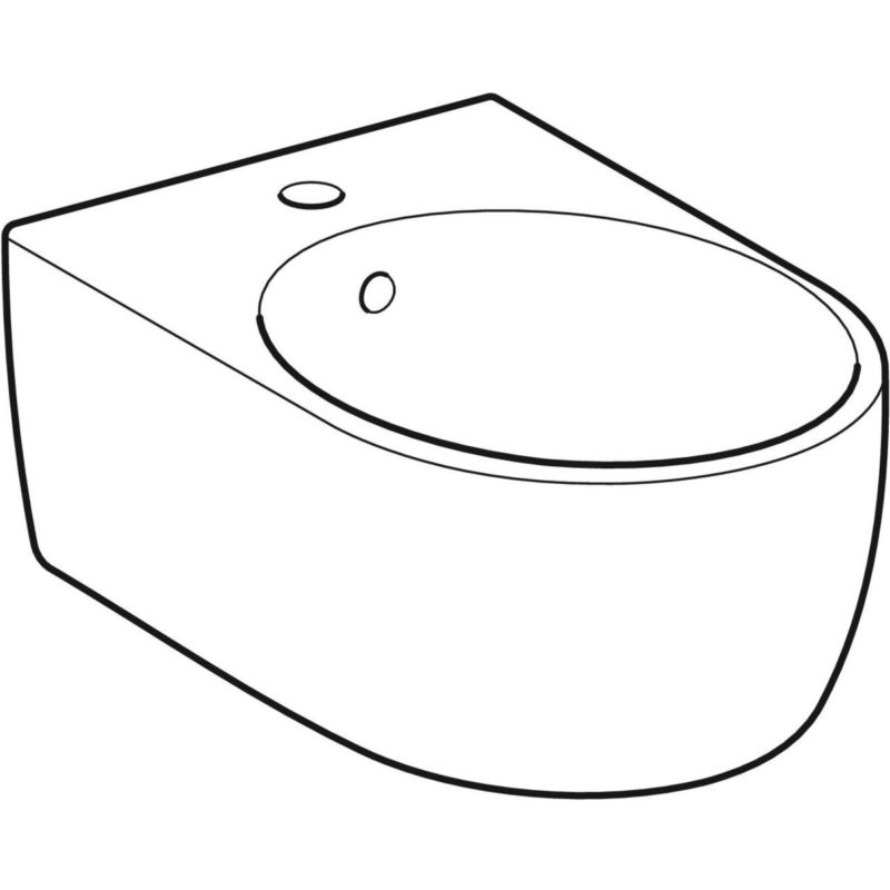 Závesný bidet Geberit iCon, uzavretý tvar: T=54cm, Prepad=Viditeľné, Biela, 234000000
